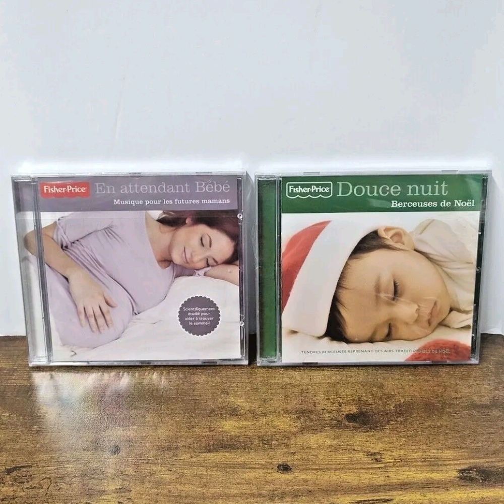 Lot of 2 FRENCH Fisher Price Music CDs, For Future Mothers & Christmas Lullabies
